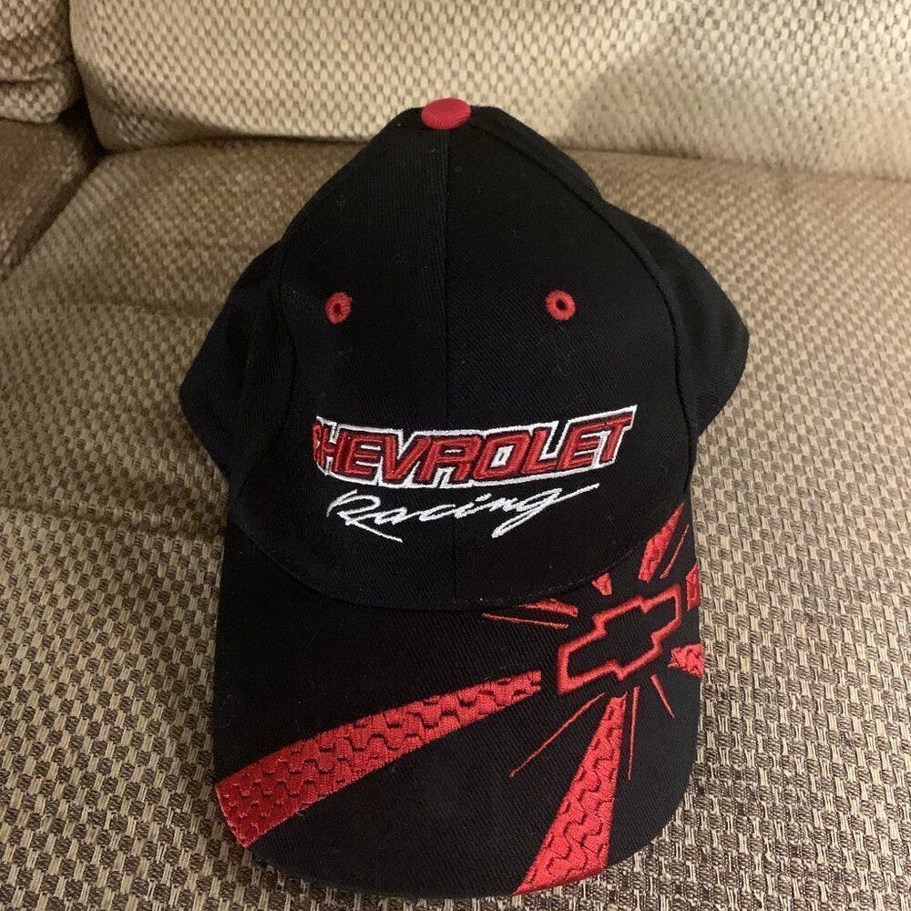 Chevrolet Racing NASCAR Hat Mens Black Red Embroidered‎ Adjustable Baseball Cap